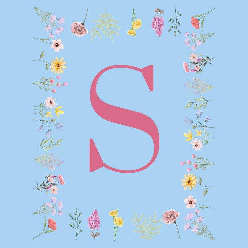Initial S Floral Monogram