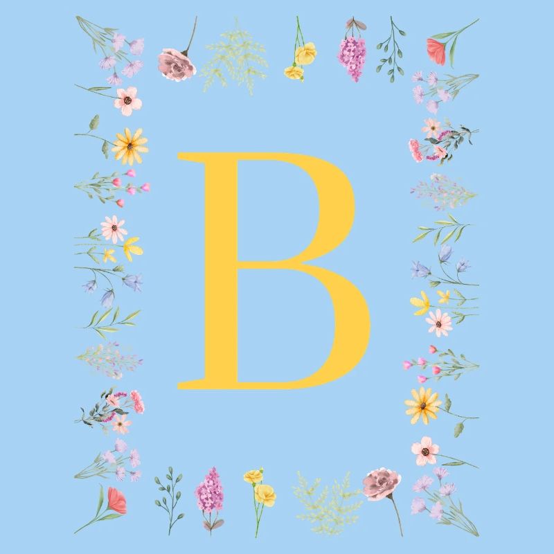 Florale Initialen "B", Buchstaben Monogramm 