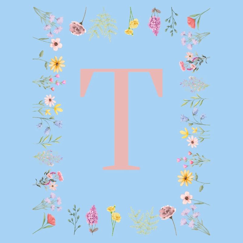Floral initials "T", letters monogram