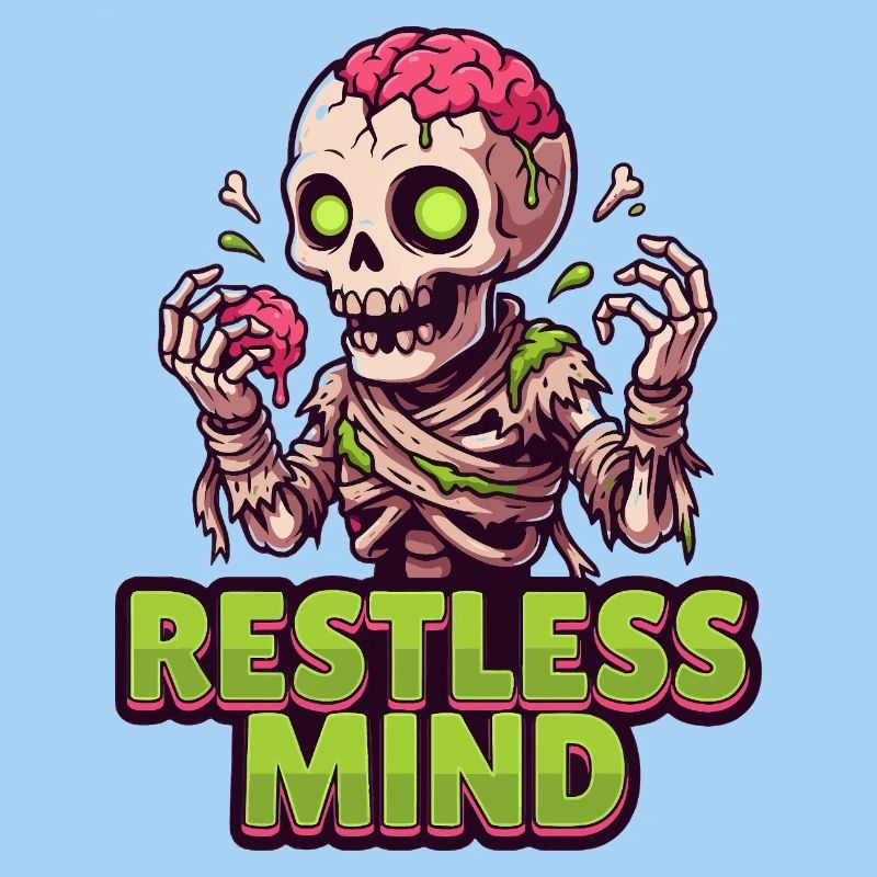 Restless Mind Skeleton Psychology Skull Macabre