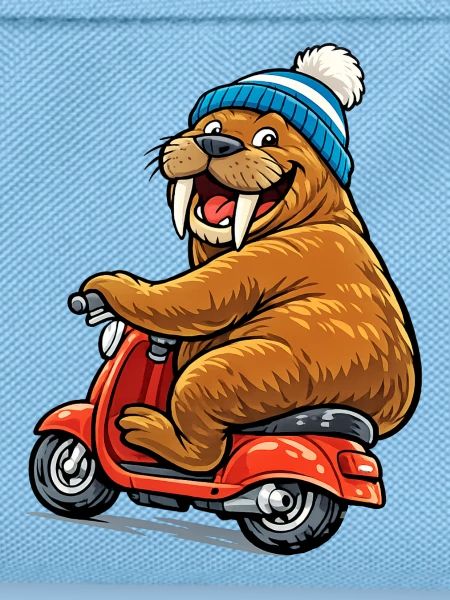 Walross auf dem Motorroller