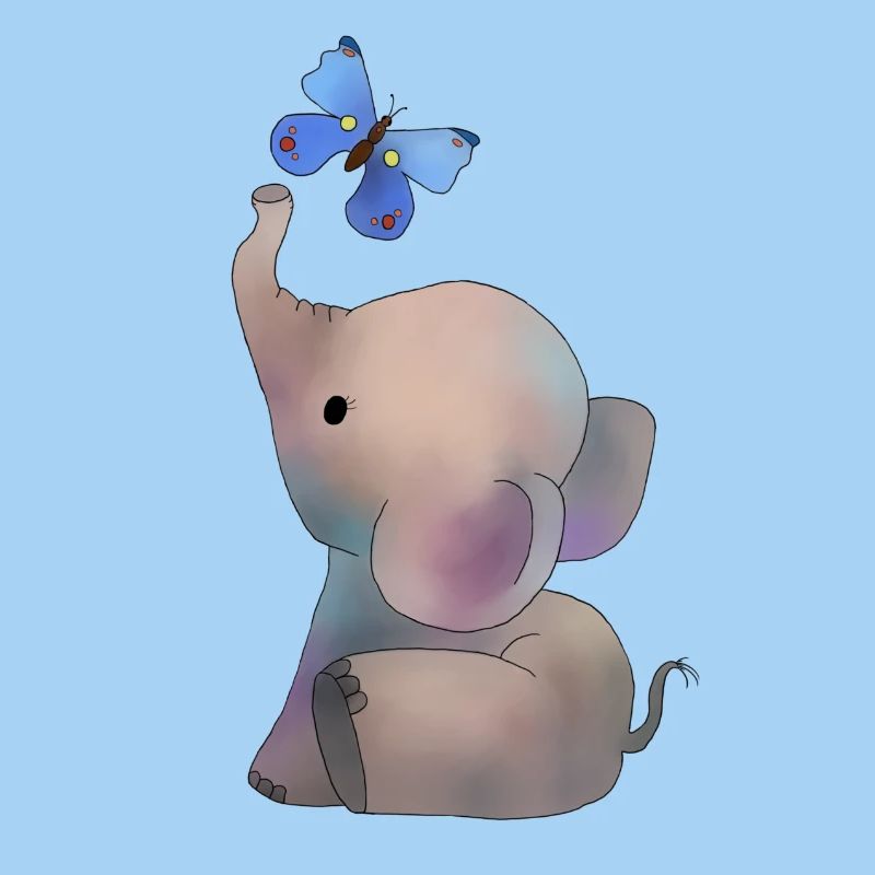 Elefant mit Schmetterling