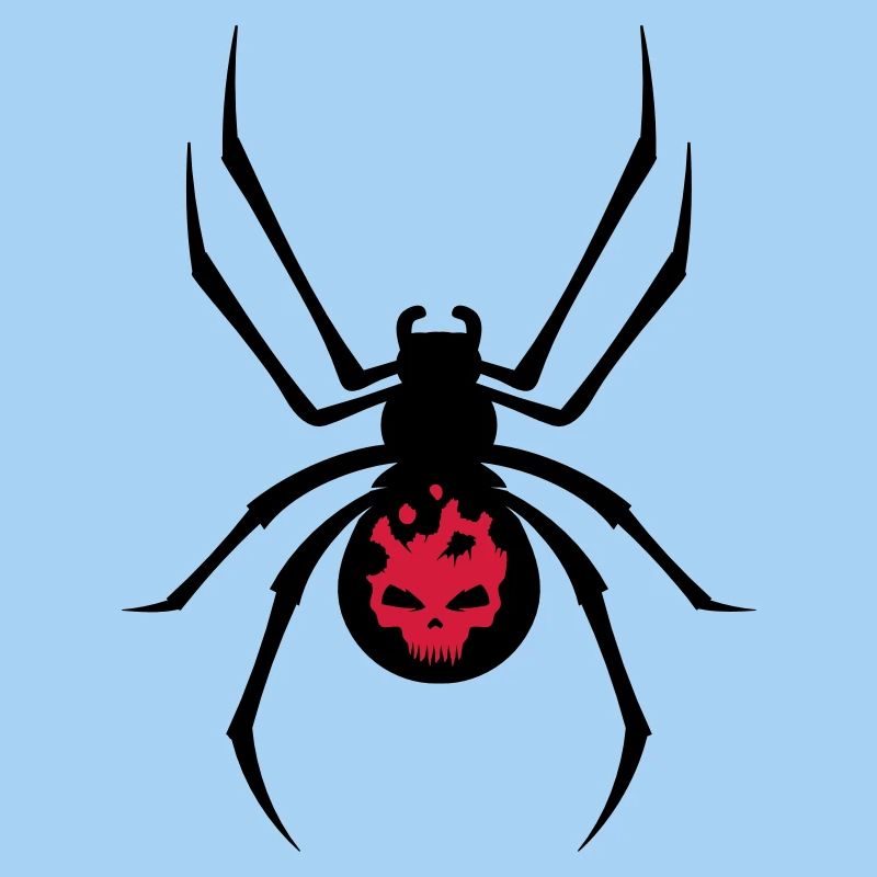 Schwarze Spinne mit Skull Muster