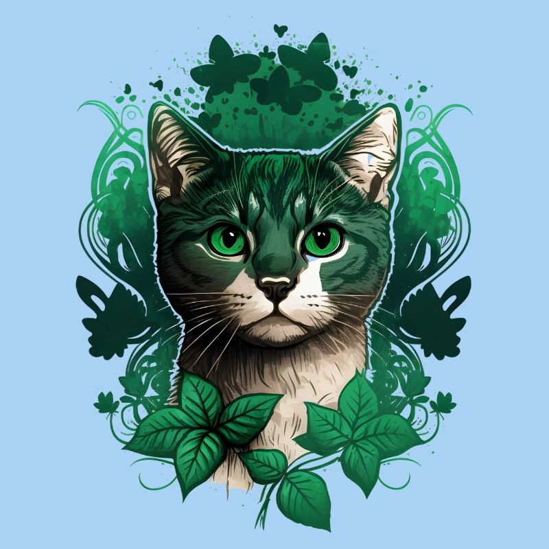 Katze mit Efeu Rahmen