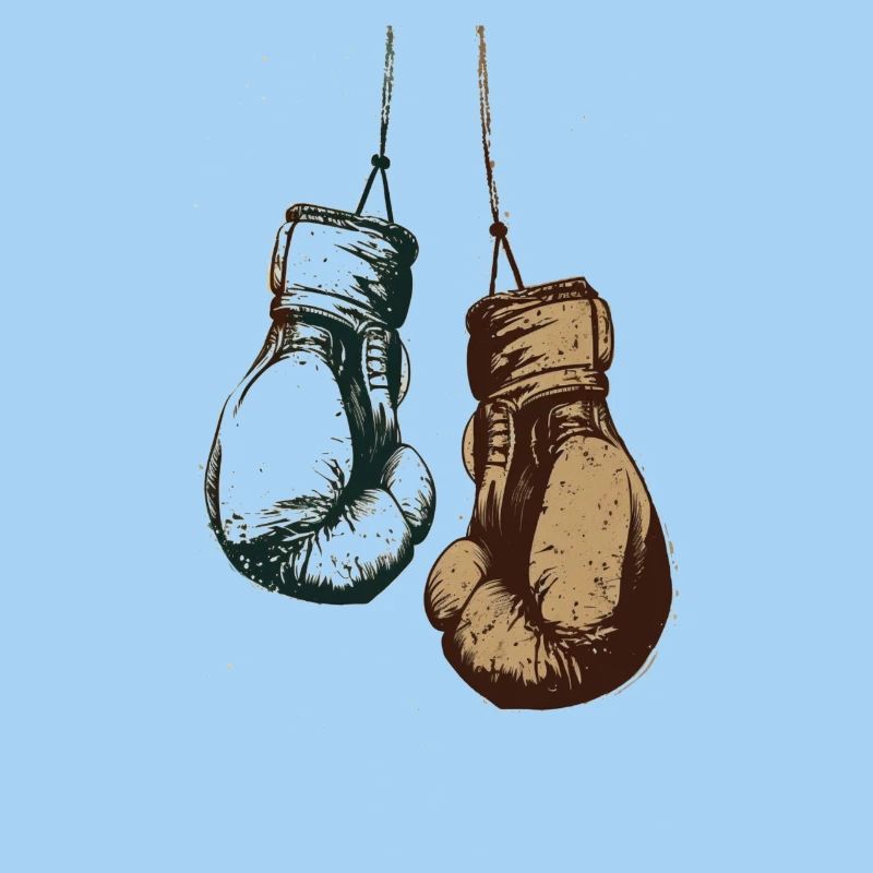 Boxing gloves hanging on the cords design