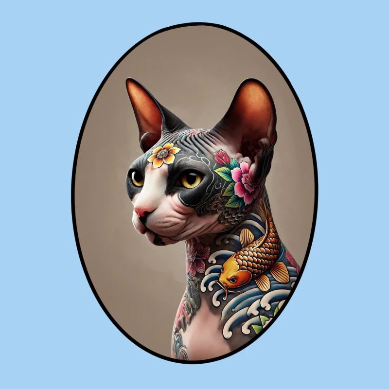Chat Sphynx Tatoué