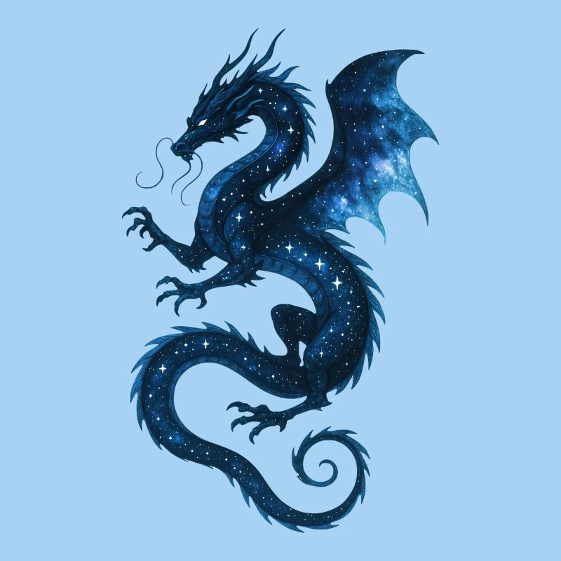 Celestial Dragon – Starry Cosmic Beast Illustratio