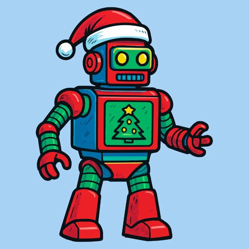 Roboter mit Weihnachtsbaum