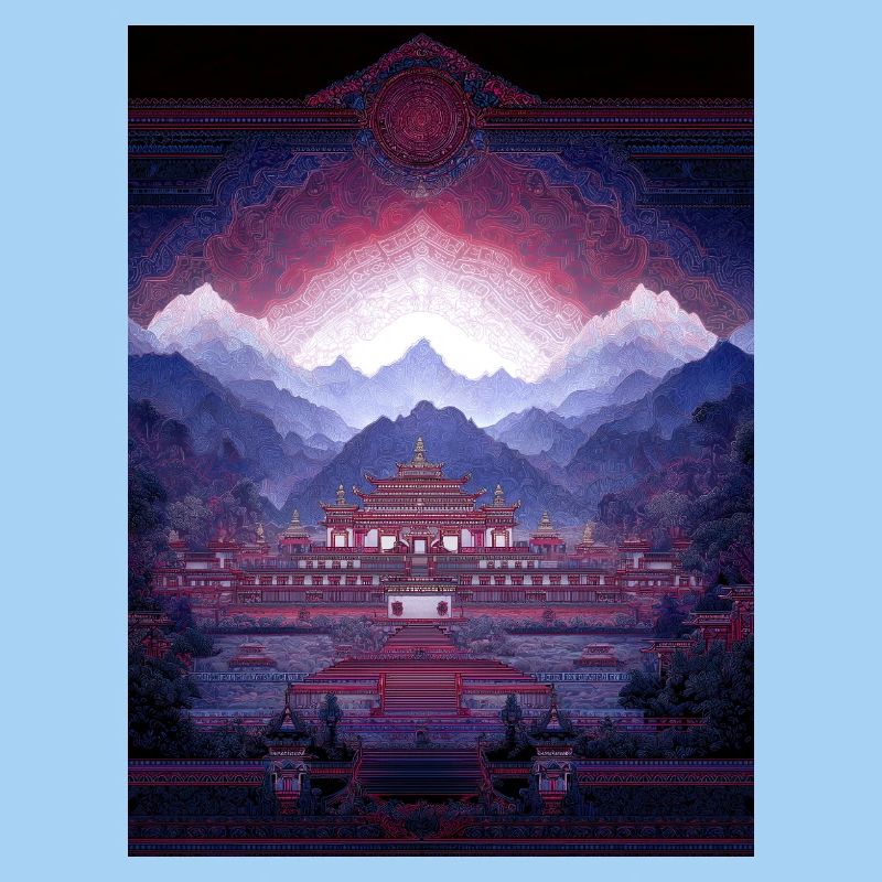 Psy Art - Pagode in Berglandschaft