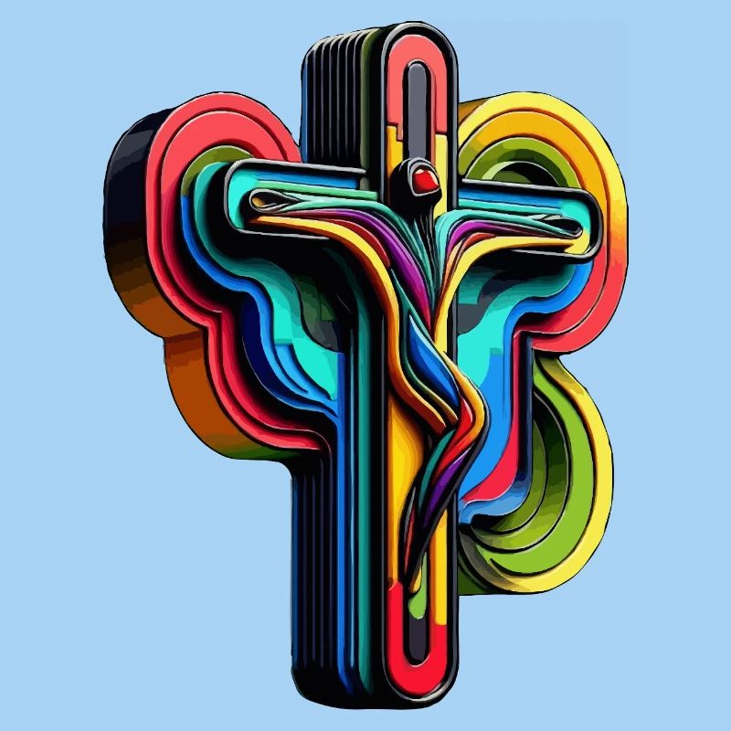 Lebendige Regenbogenkreuz-Popkunst