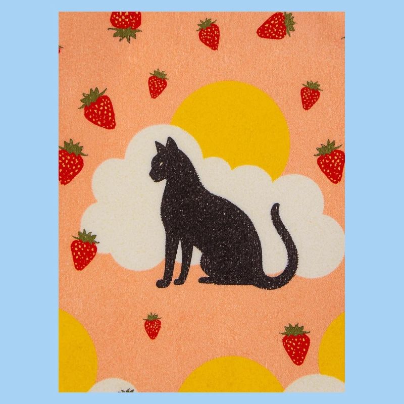 Silhouette einer Wolkenkatze in der Erdbeersonne