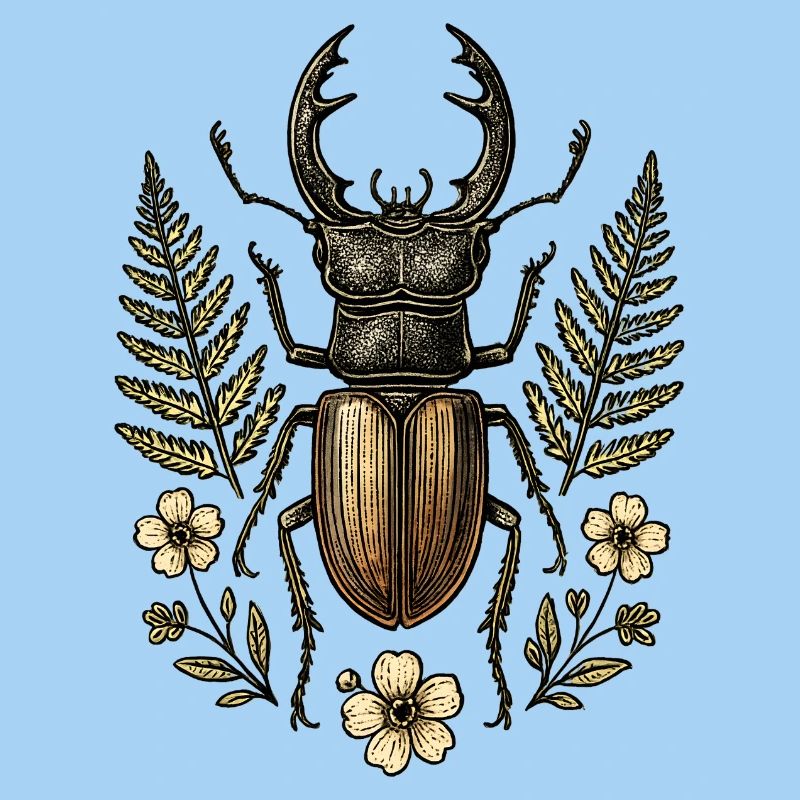Bronze Insect in Leaf Wreath