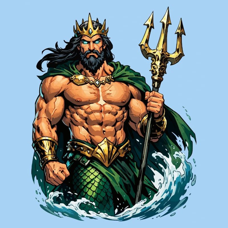 Le roi Poséidon avec le Trident