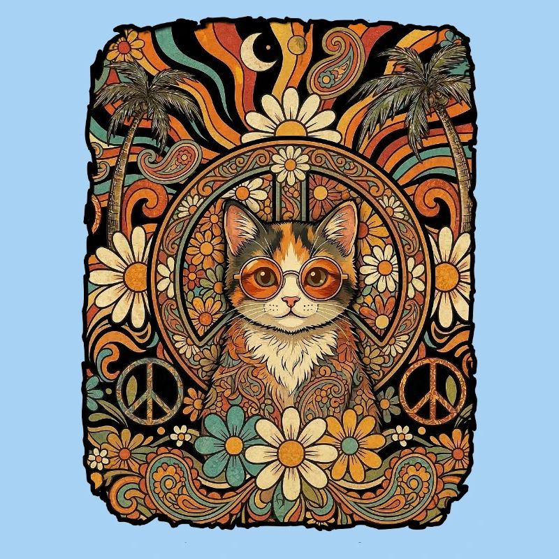 Hippie Katze 60er Love Peace