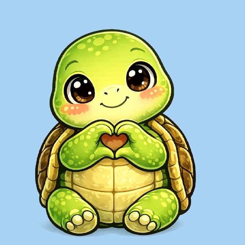 Tortue robuste avec baiser de patte