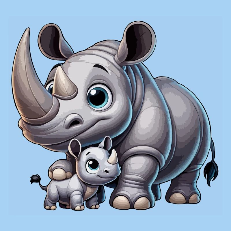 Mère rhinocéros avec enfant