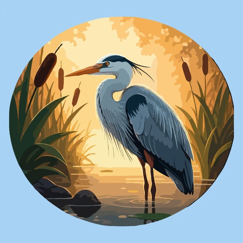 Blue Heron by Backlight