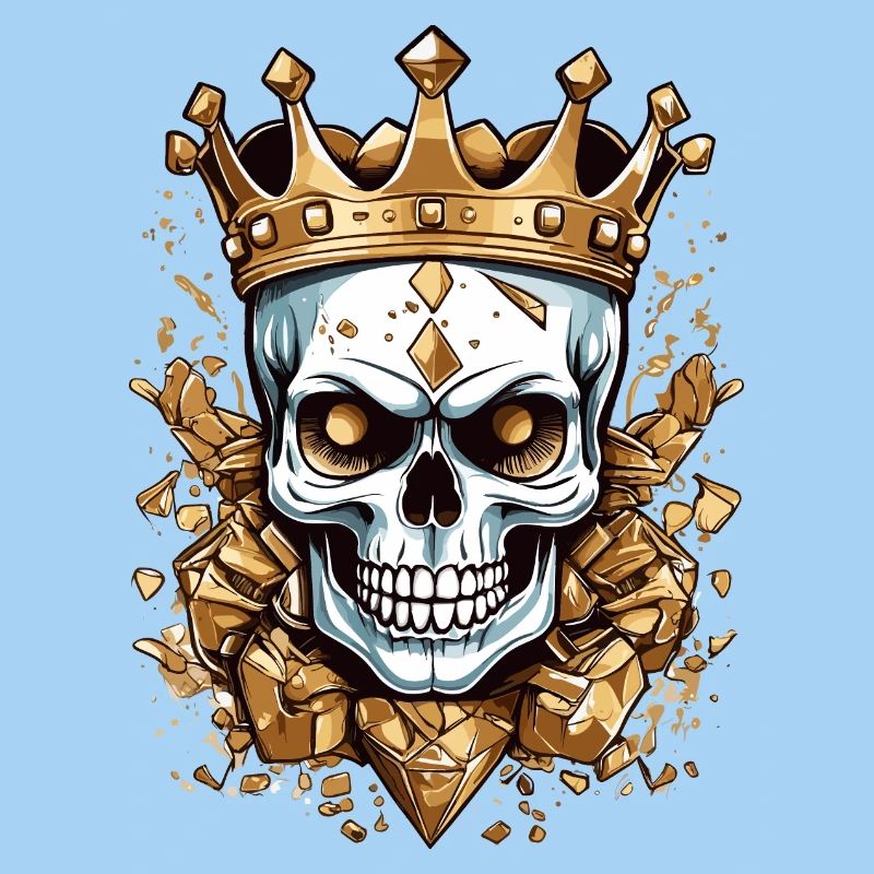 Skull, with golden crown