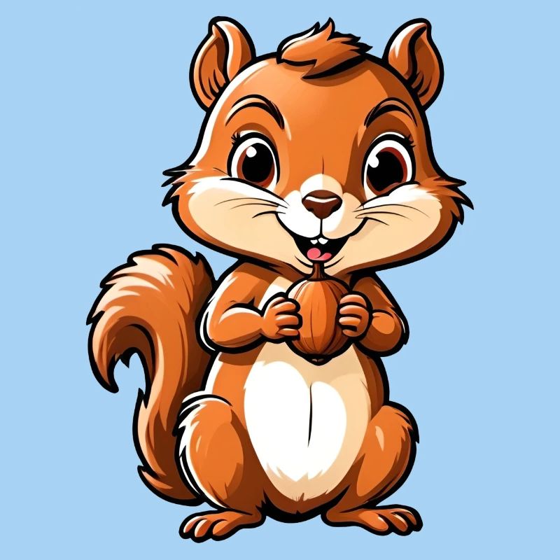 Niedliches Cartoon-Eichhörnchen mit Eichel