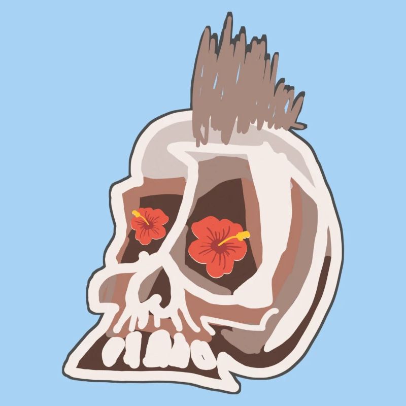 Crâne punk avec des fleurs