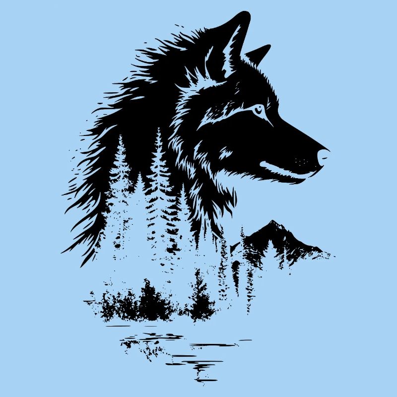 Wolf Gesicht Wald Silhouette