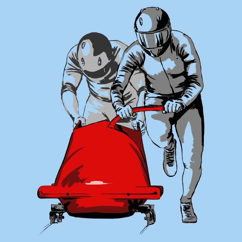 Bobsledder pushing at the start