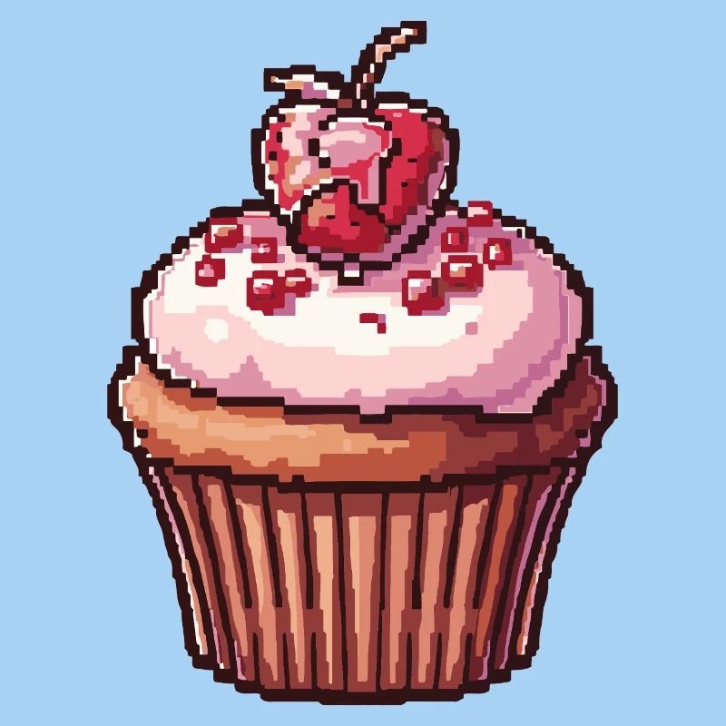 Retro Pixel Cupcake