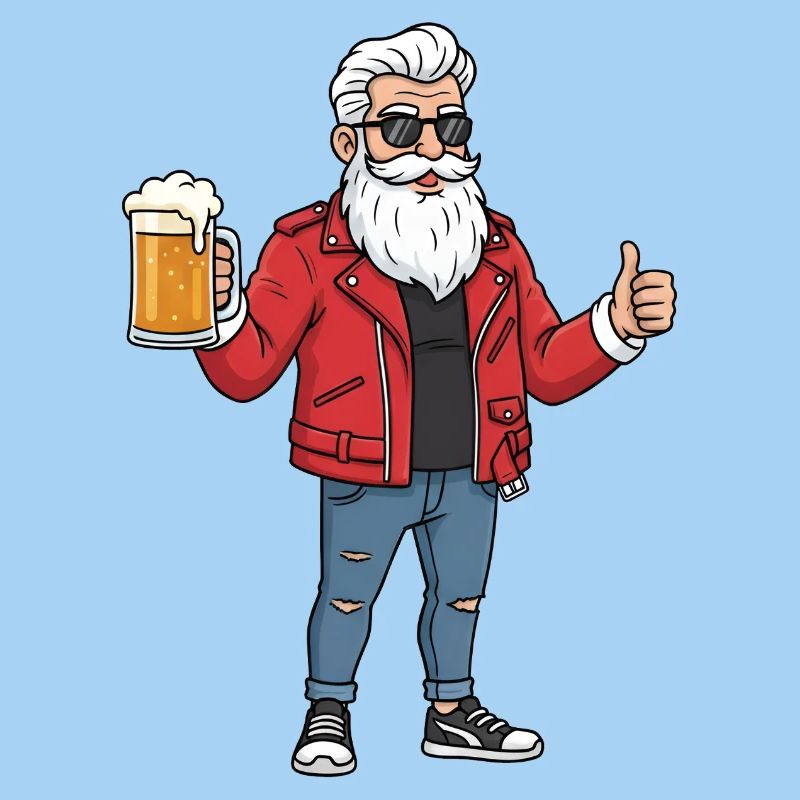 Rockabilly Opa mit Bier