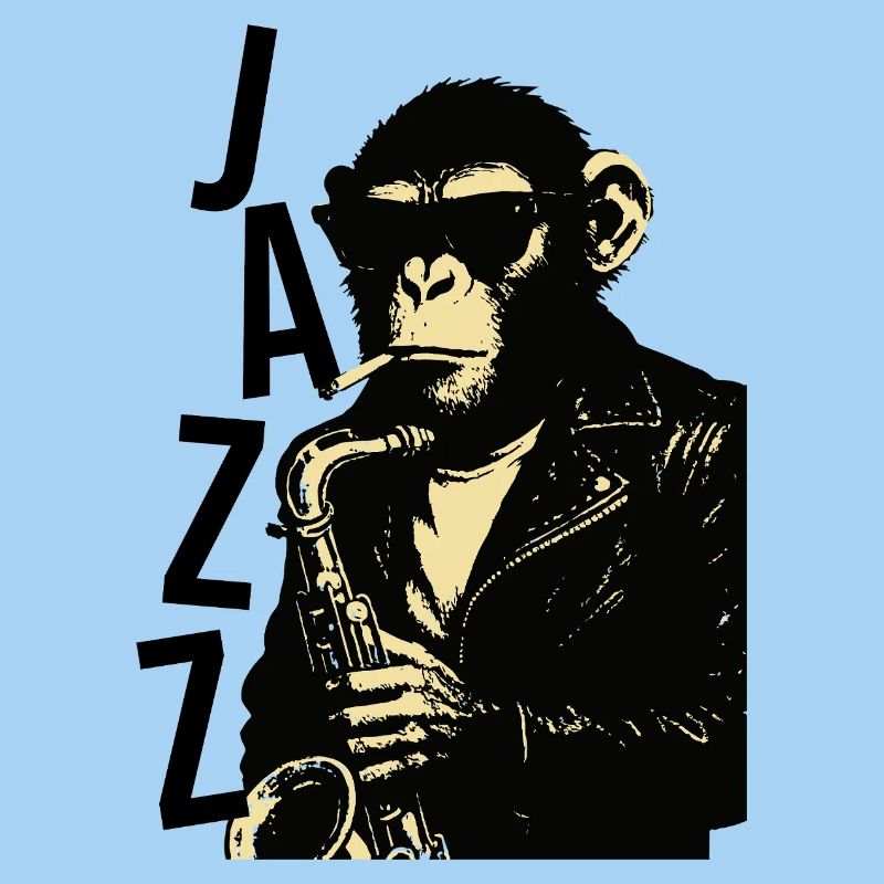 Saxophonaffe spielt Saxophon