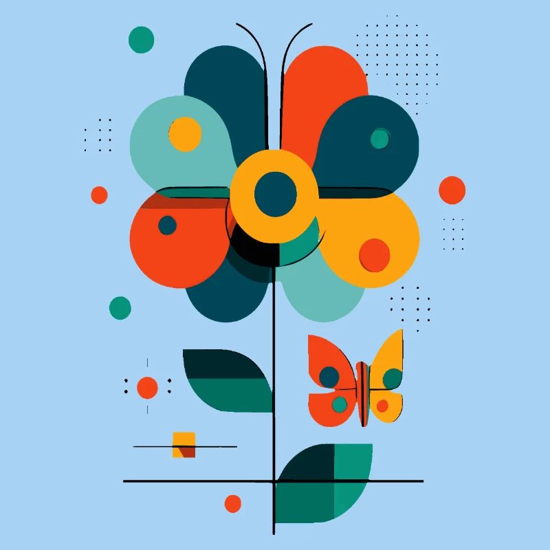 stilisierte Blume mit Schmetterling