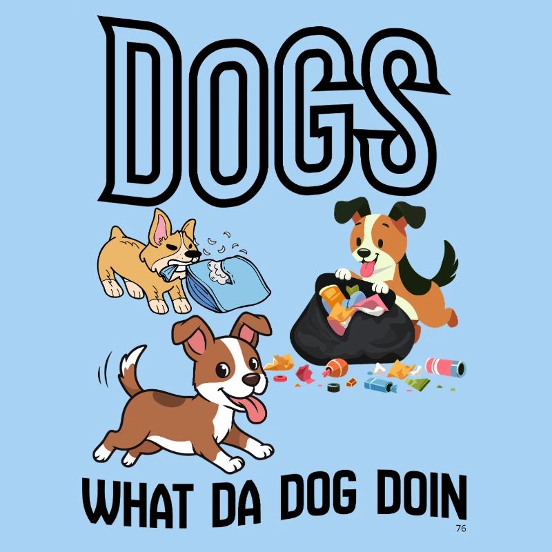 Dogs cleaning up trash