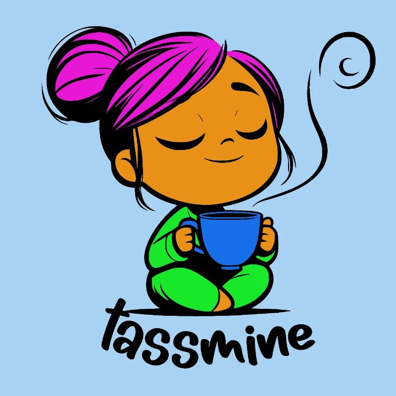 Tassmine enspannt mit einer Tasse Tee oder Kaffee