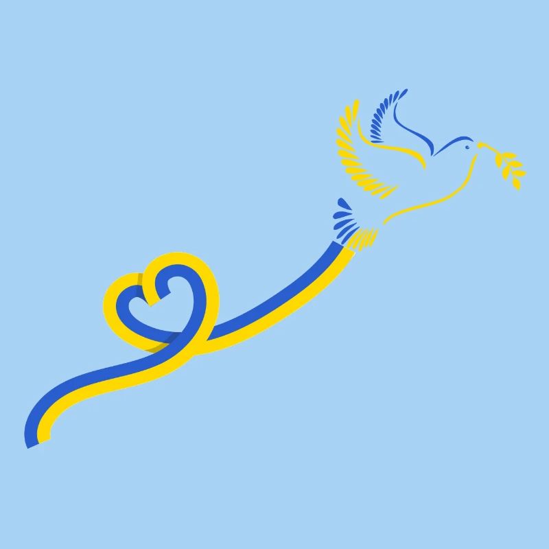 Colombe Ruban Bleu Jaune Paix