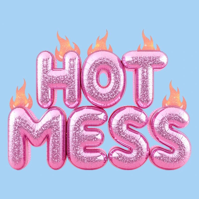 Hot Mess Pink 3D Bubble Typography