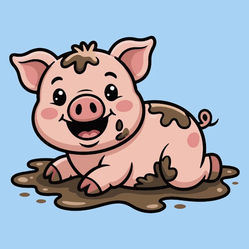 Cochon dans la boue mignon