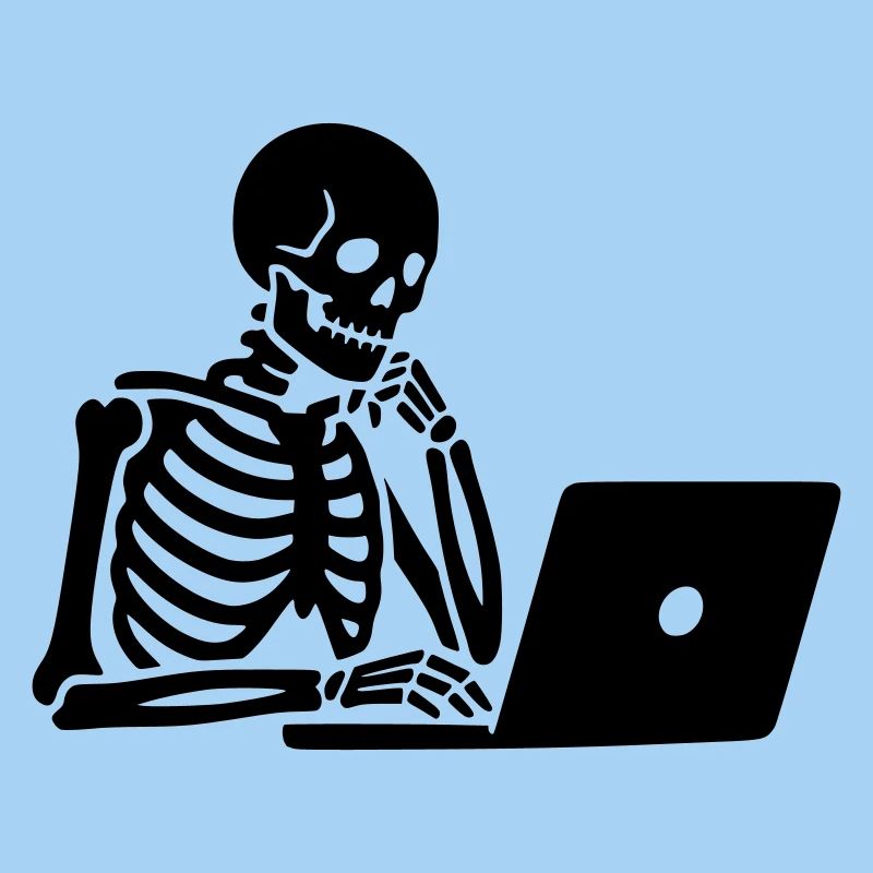 Skeleton on laptop computer