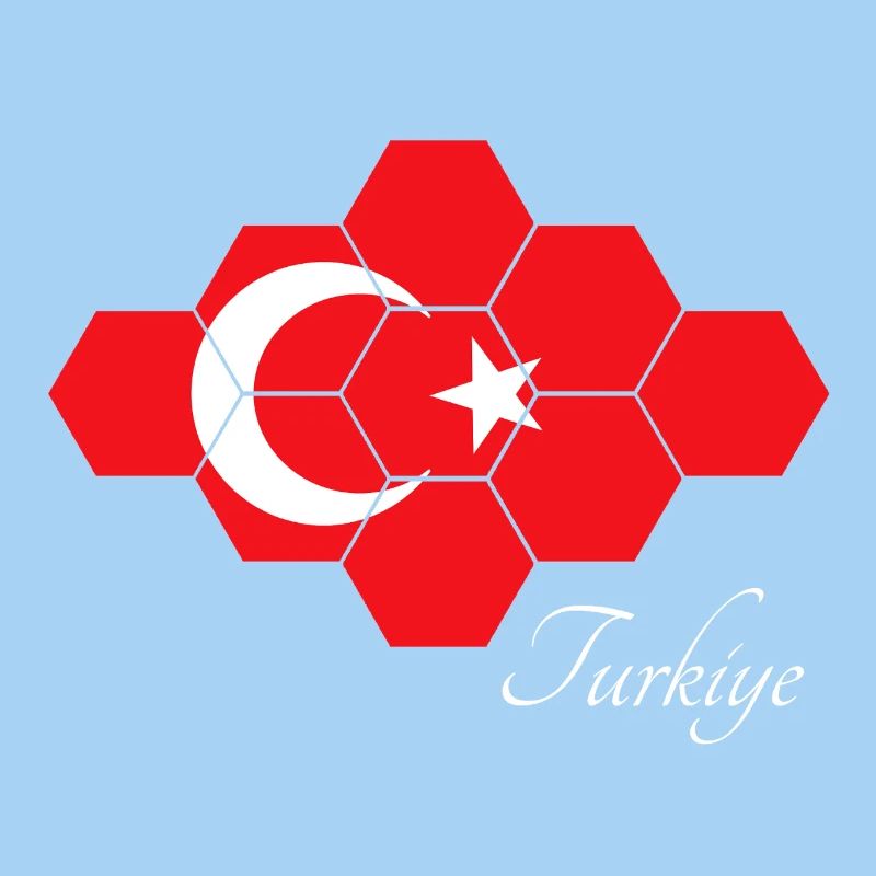 Hexagonal Turkey Flag Art