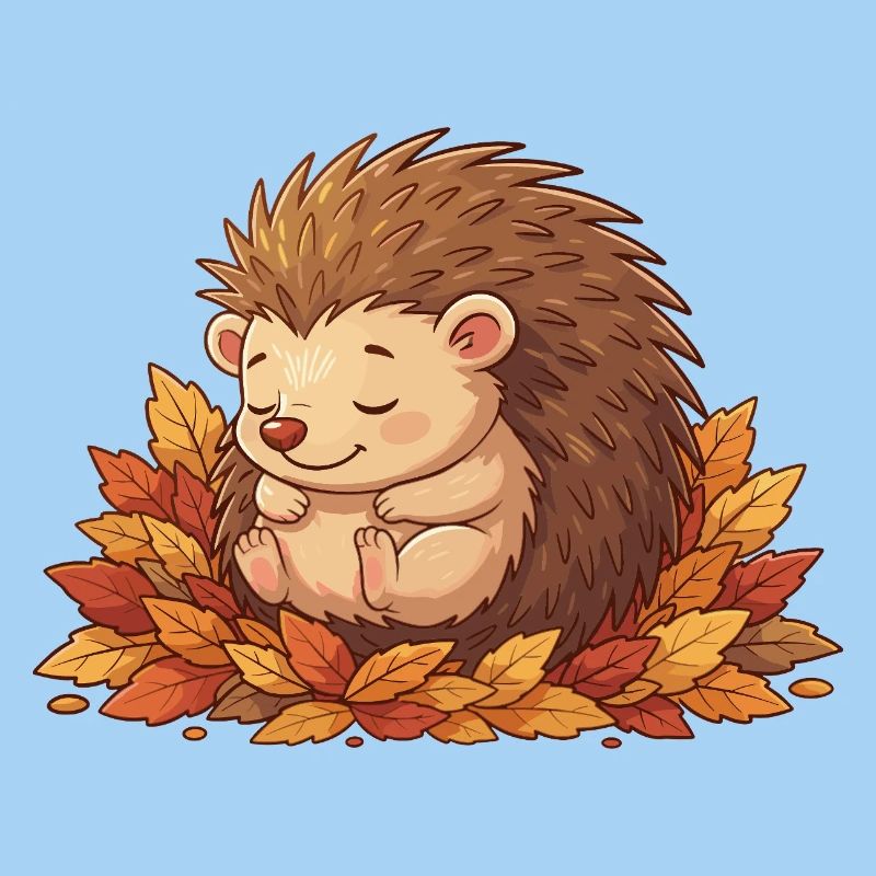 Hérisson câlin dans les feuilles d’automne