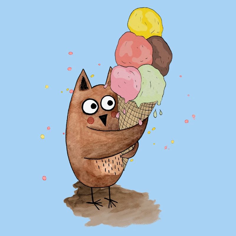 Eule mit riesigem Eis