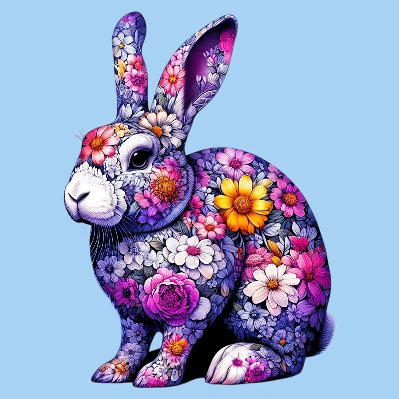 Rabbit decorated with flowers