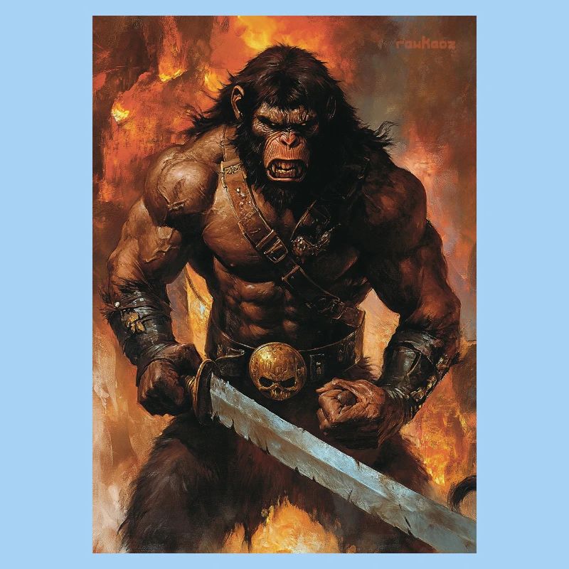 Singe Heavy Metal avec une épée