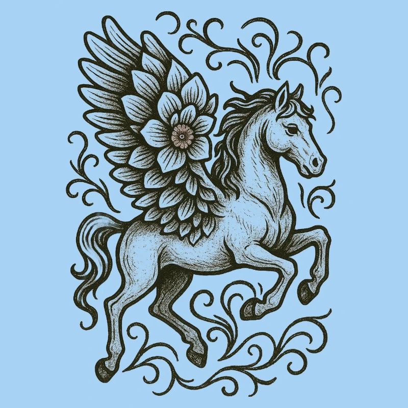 Écusson de licorne ailée orné
