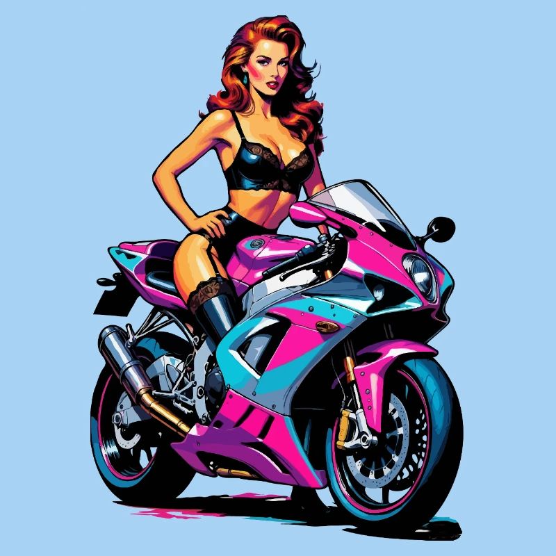 Pin-up-Mädchen auf Rennrad