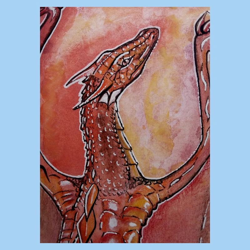 Roter Drache handgemalt 