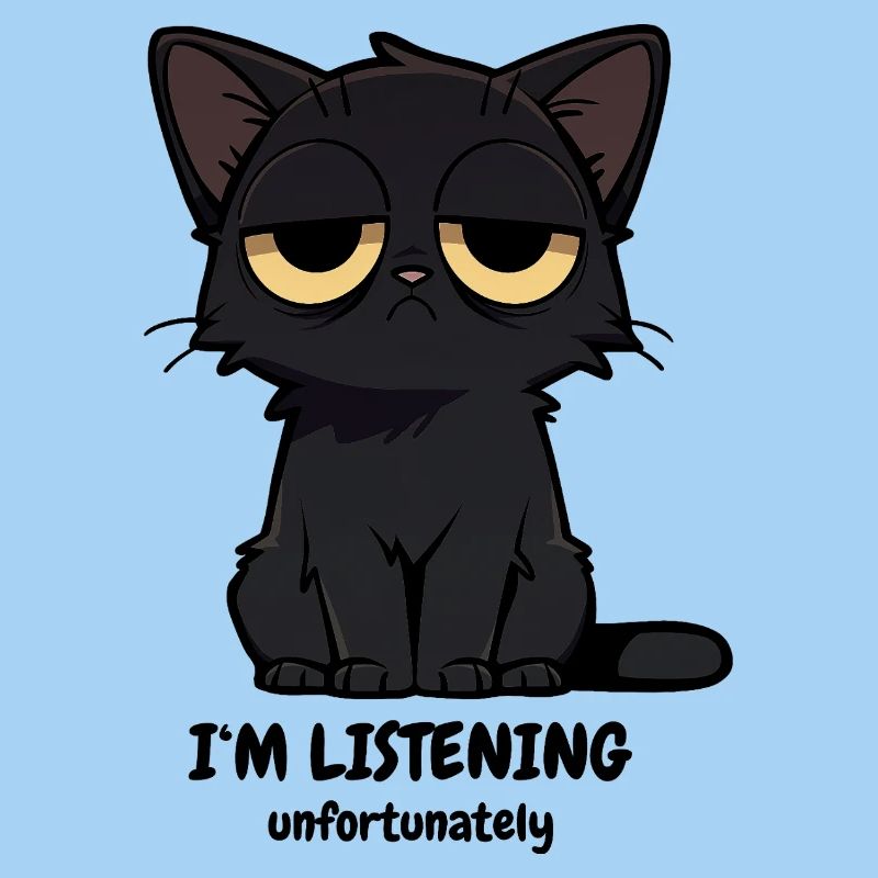 Mürrische Schwarze Katze | Null Bock Katzen Motiv