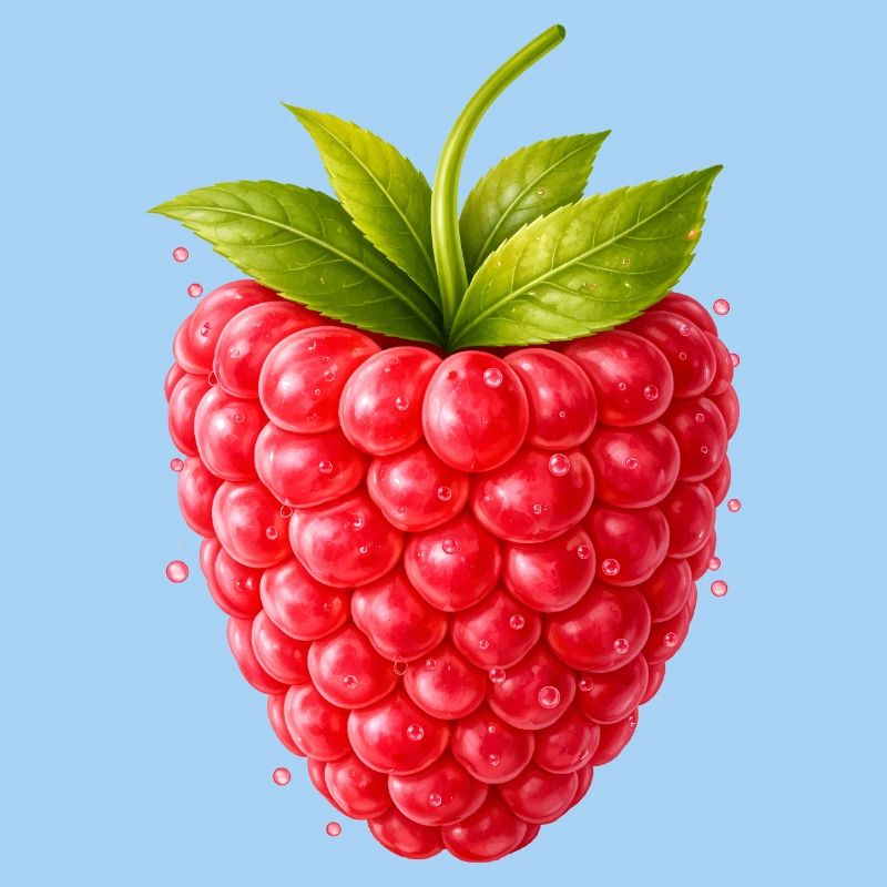 Frische Himbeere mit Blättern 