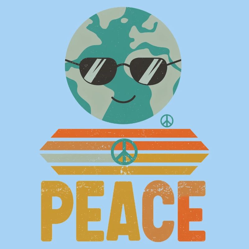 Erde mit Peace-Sonnenbrille Retro