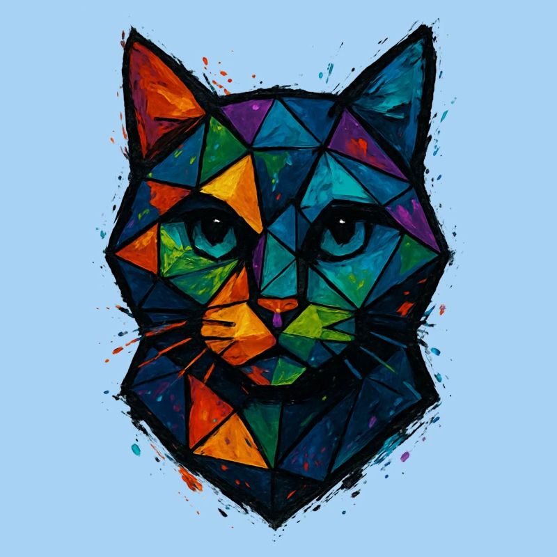 Cat Low Poly - Geometric Mesh Polygonal Art Desig