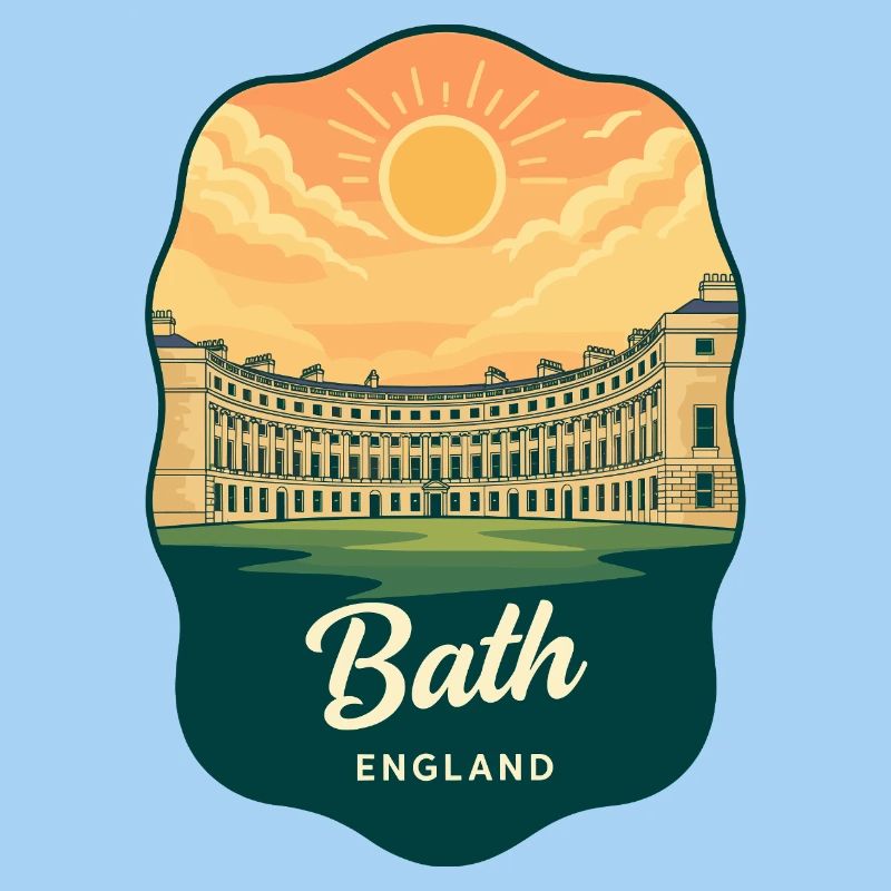 Bath Royal Crescent Retro Sonnenuntergangsabzeichen