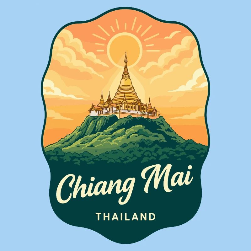 Chiang Mai Doi Suthep Retro-Reiseabzeichen